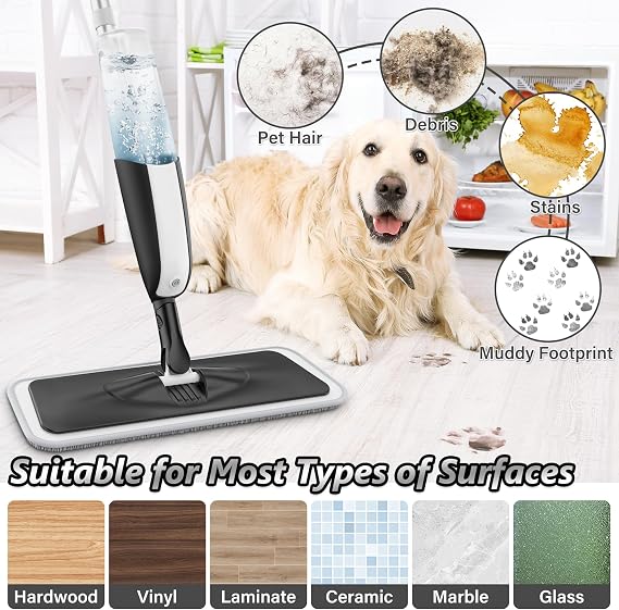 Microfiber Spray Mops for Floors Cleaning - Floor Mop with 4 Reusable Pads