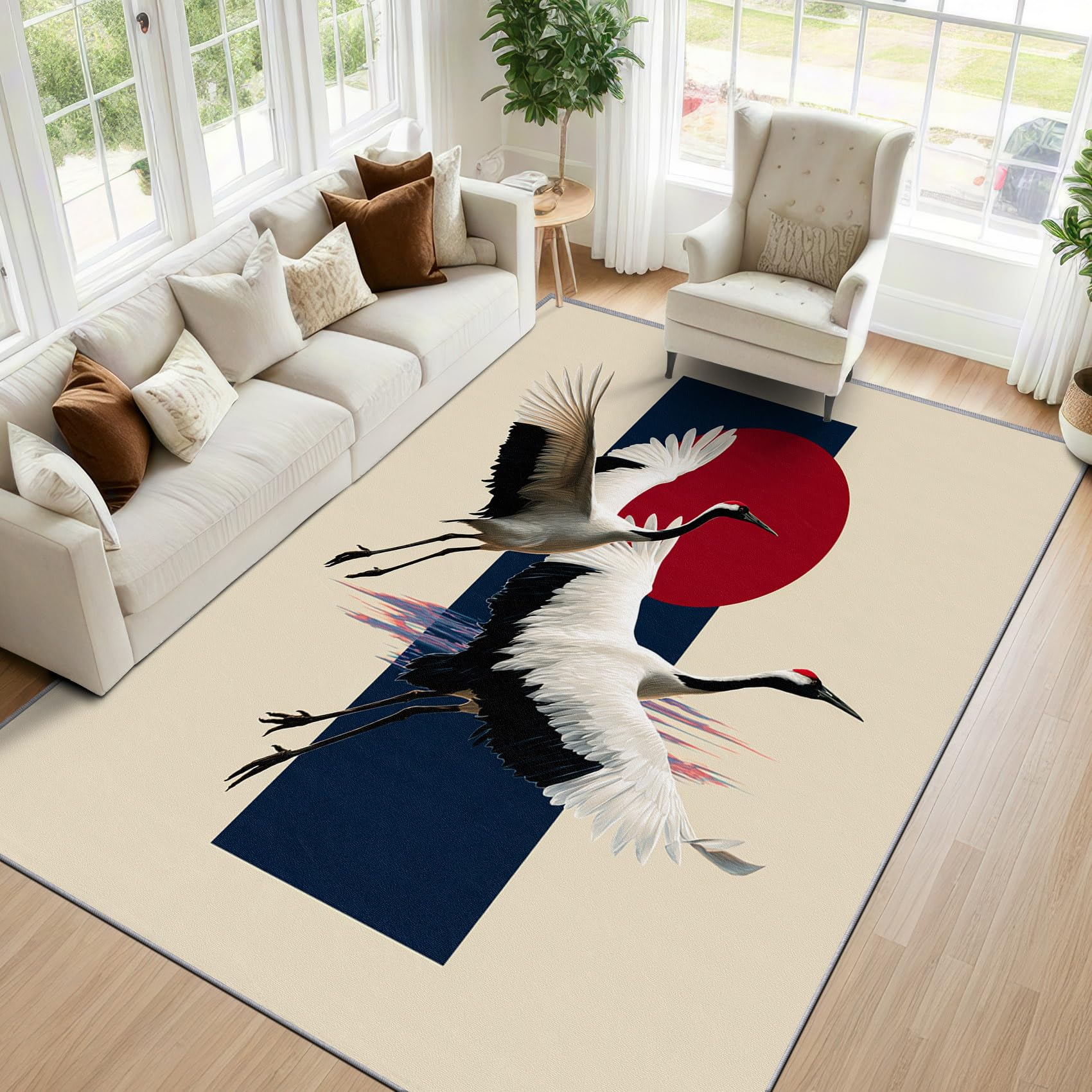 Mistela Kranich Teppich 120x180 cm Japanisch