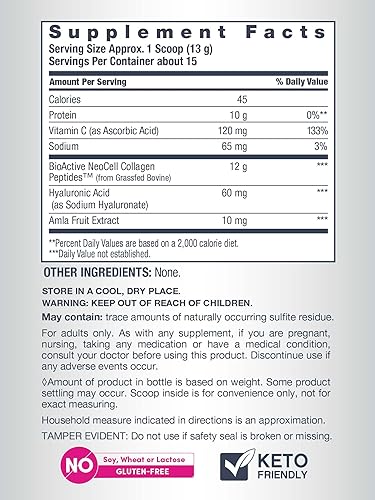 Miniatura 4 de NeoCell Super Collagen Plus con vitamina C y ácido hialurónico suplemento dietético de colágeno tipo 1 y 3 certificado Keto sin gluten 69 onzas