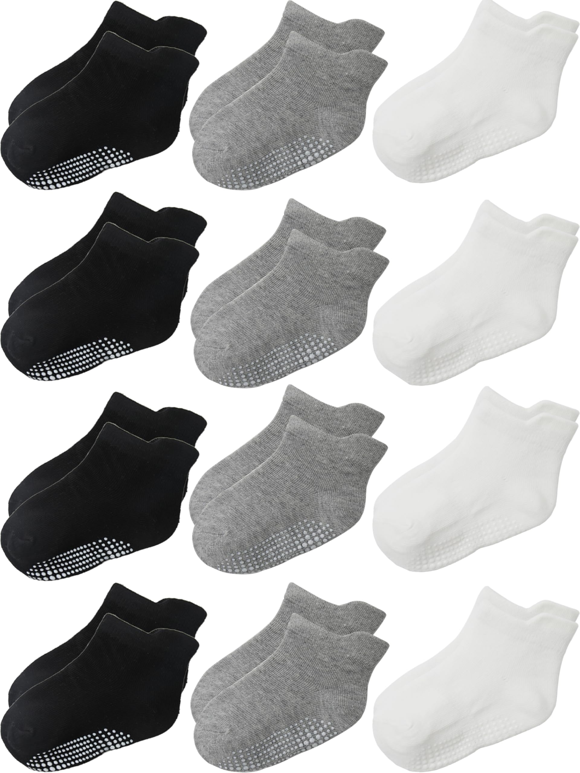 Aroveea Toddler Socks Non Slip Grip Ankle Baby 12 Pack for Kids Boys Girls