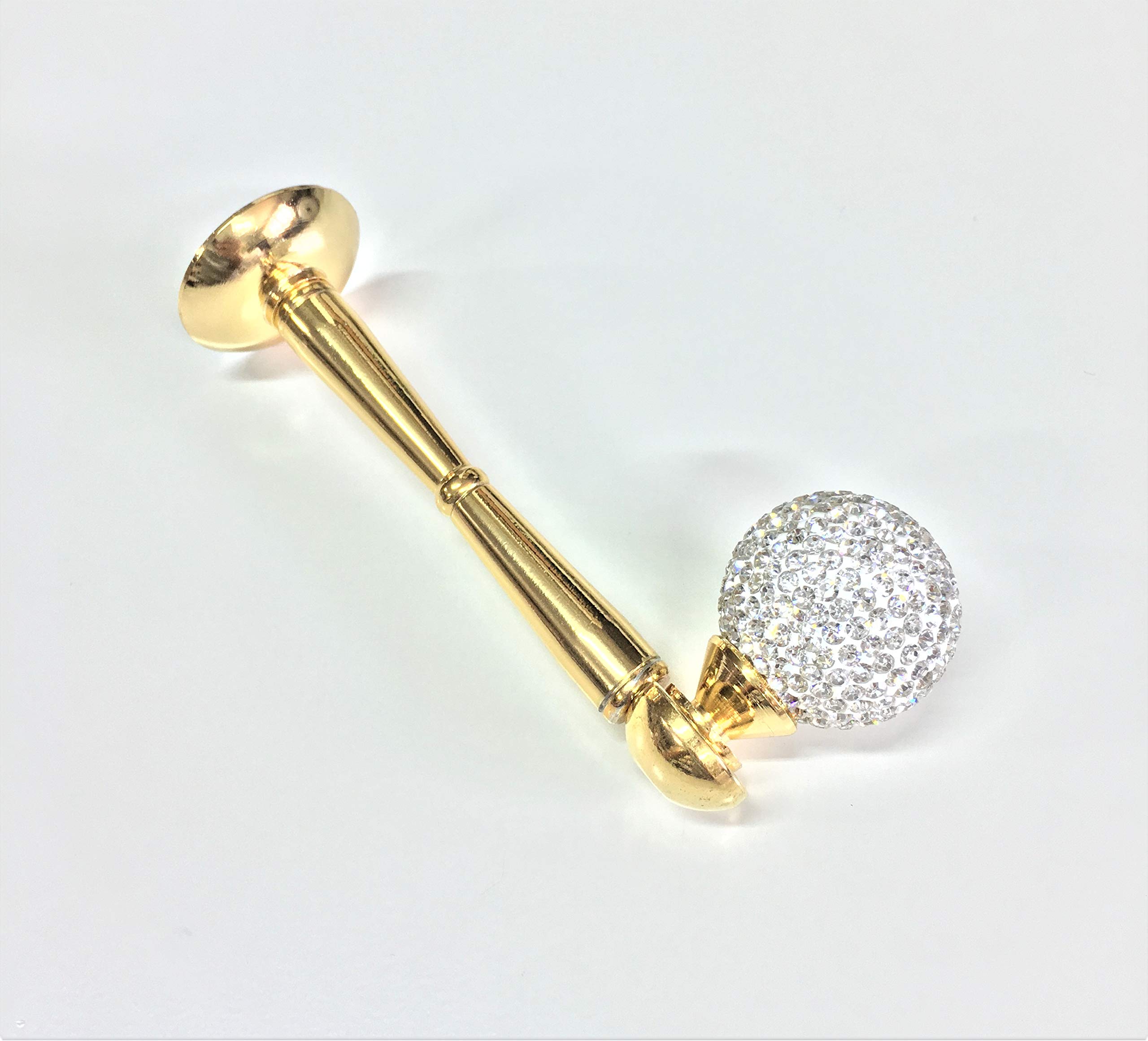 Fermatenda reggitenda sfera swarovski fermatenda da muro gancio tenda ganci parete gancio per tende fermatende a muro raccogli tenda reggi tenda ambrasse per tende embrasse R528 (ORO LUCIDO, 25)