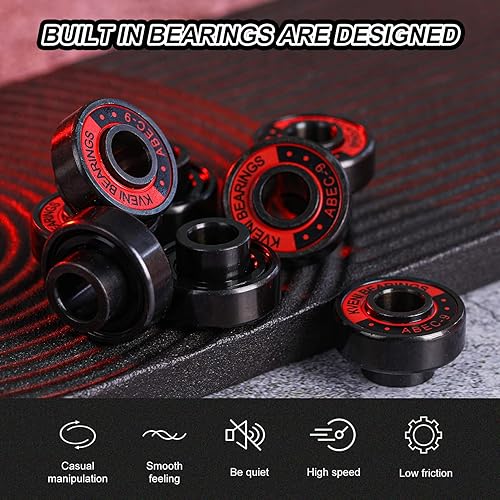 Miniatura 4 de KVENI Juego de rodamientos para longboard con espaciadores incorporados, con revestimiento de titanio, 608rs ABEC-9 para patineta, longboard, quad,