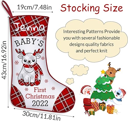 Miniatura 3 de GBVllexuii Medias de Navidad personalizadas para el primer bebé con nombre de bebé medias de Navidad hechas por primera vez para niños y niñas y