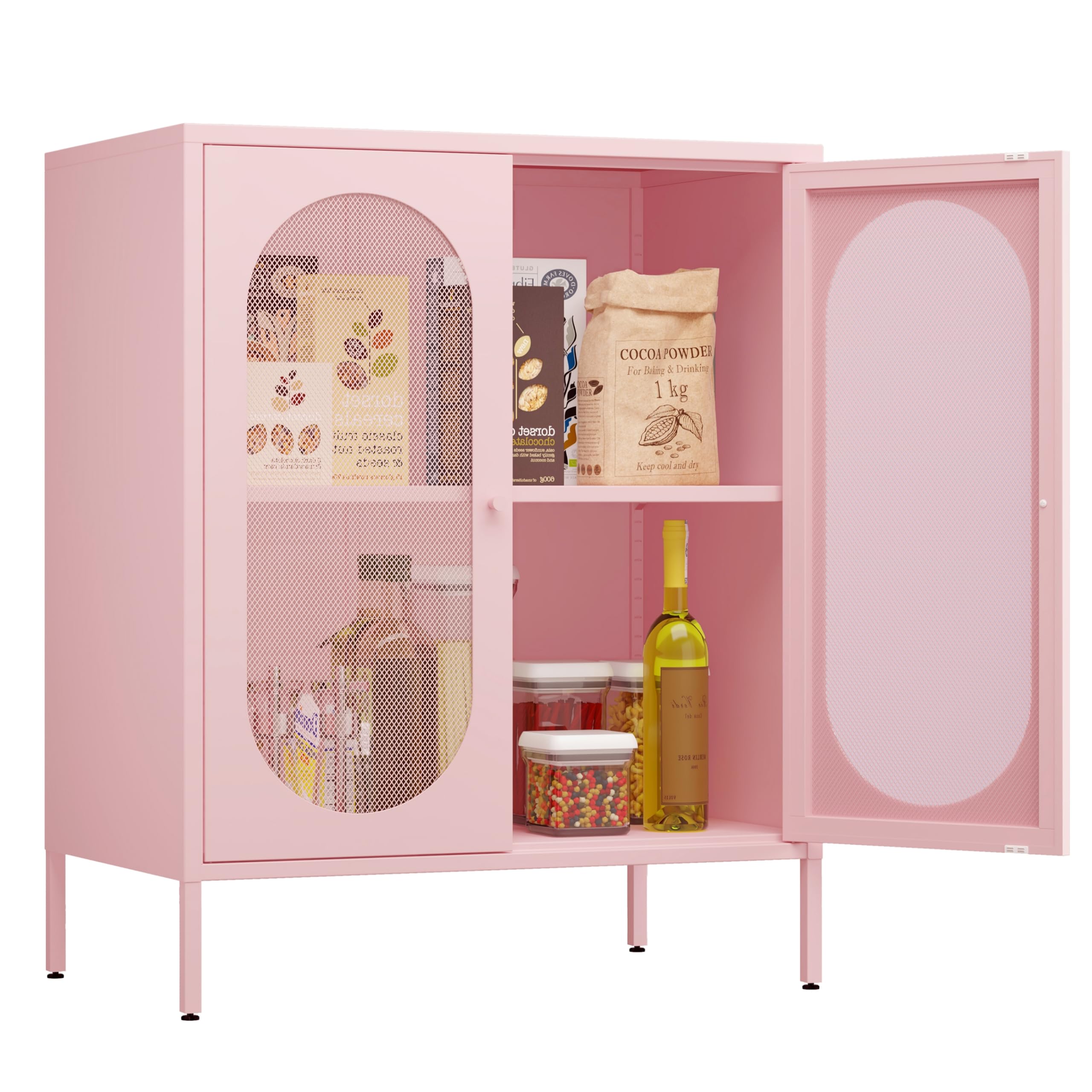 2 Door Accent Cabinet,Metal Storage Cabinet with Adjustable Shelf,Buffet Sideboard for Bed Room,Living Room,Entryway,Hallway,Home,Hotel,Office,Garage,Kitchen,1 Removable Shelf.