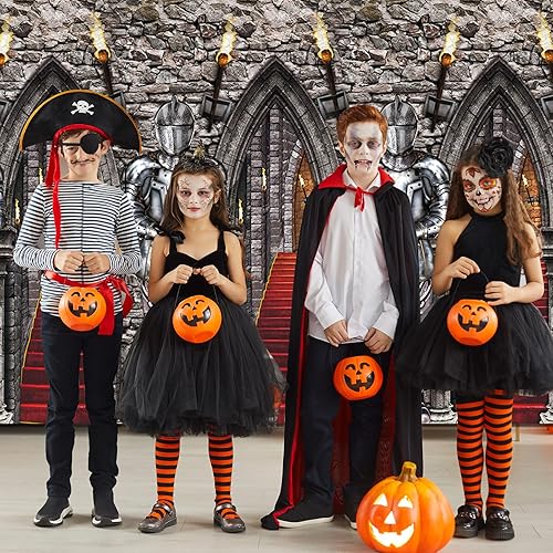 Miniatura 6 de Tiamon Telón de fondo medieval de plástico 3D para fiesta de caballero medieval, telón de fondo 3D para Halloween, caballero, castillo, entrada,