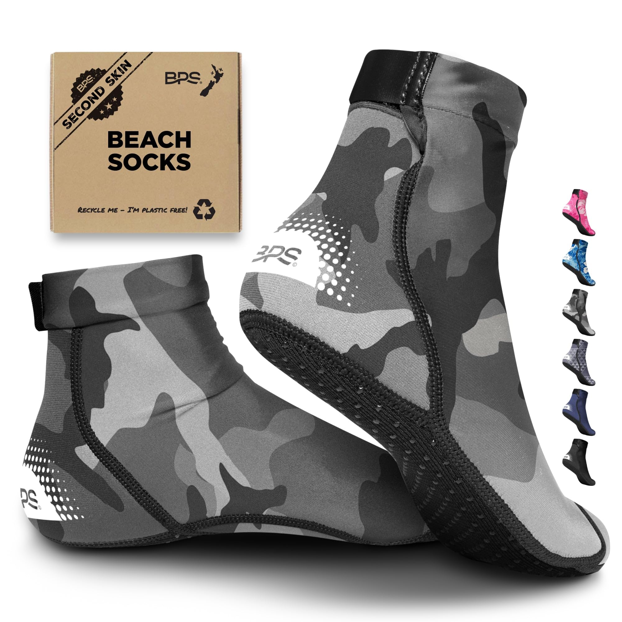 BPS ‘Second Skin’ Beach Volleyball Socks Ultra Flexible Quick Dry Sand Soccer Socks Water Sports Booties for Men Women