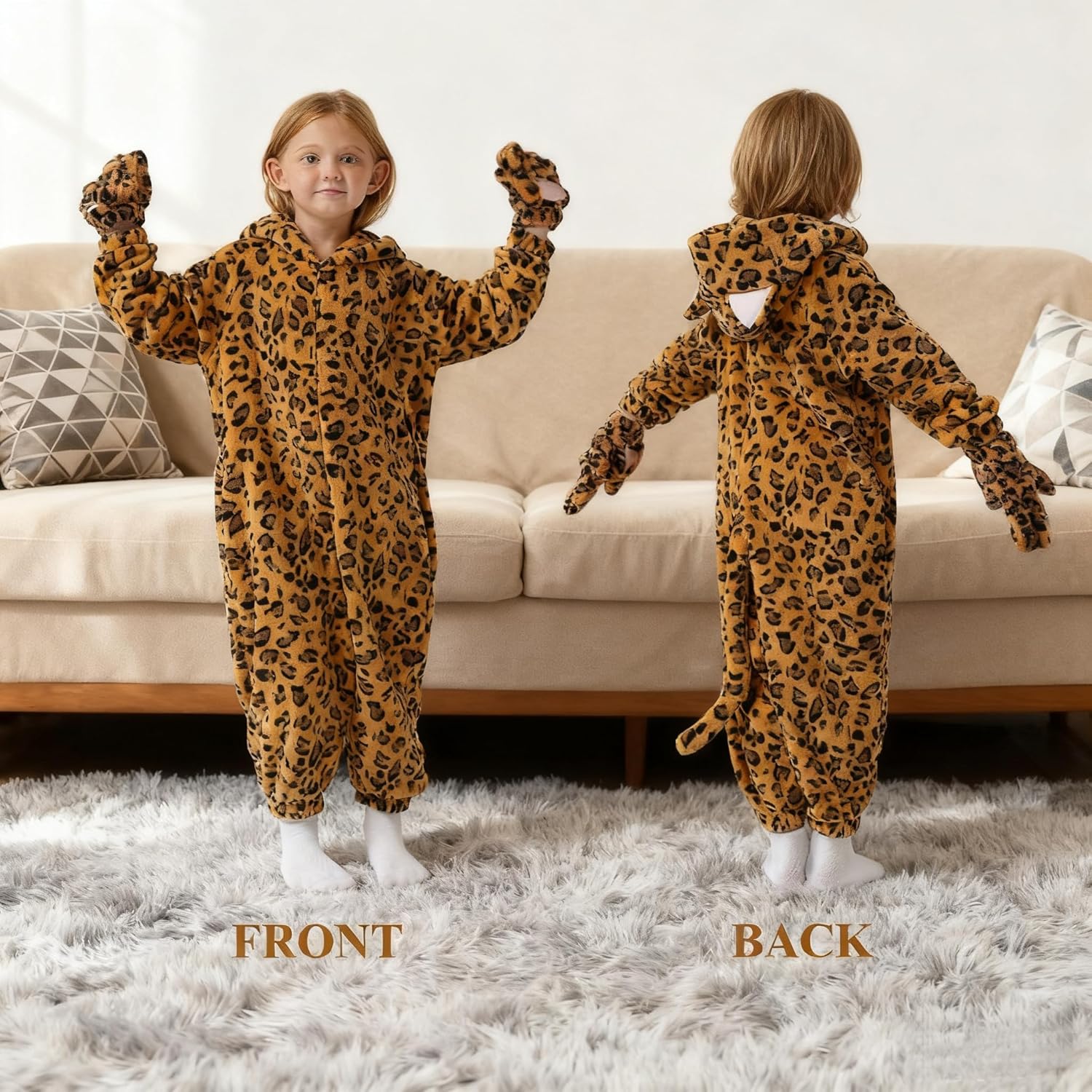 Kids Cheetah Costume for Girls Leopard Cat Onesie for Girls Animal Costume Halloween Christmas Jumpsuit - Image 2