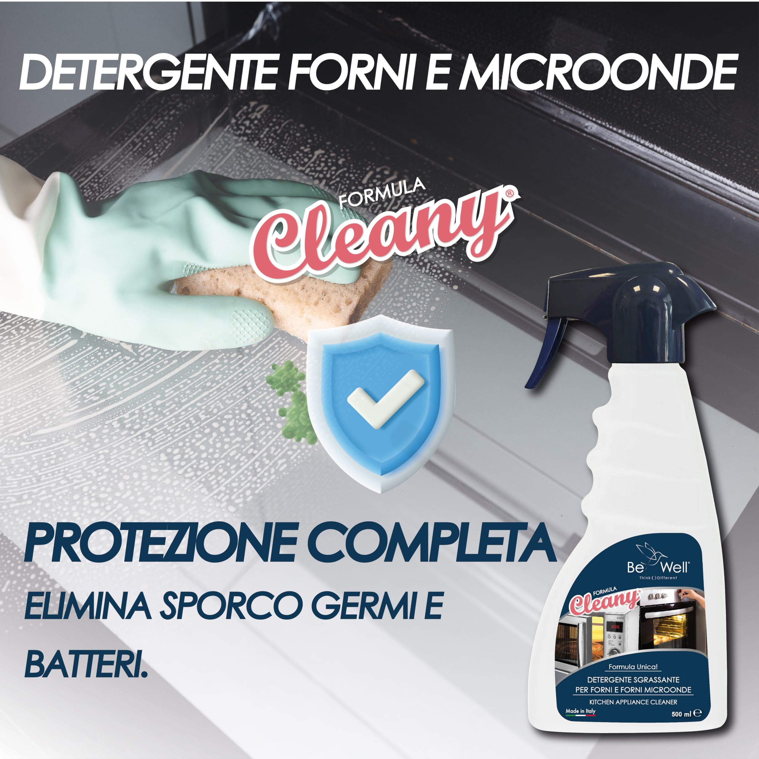 CLEANY Detergente Sgrassante Spray per Forni e Microonde, Formula Professionale, 500 ml, Made in Italy