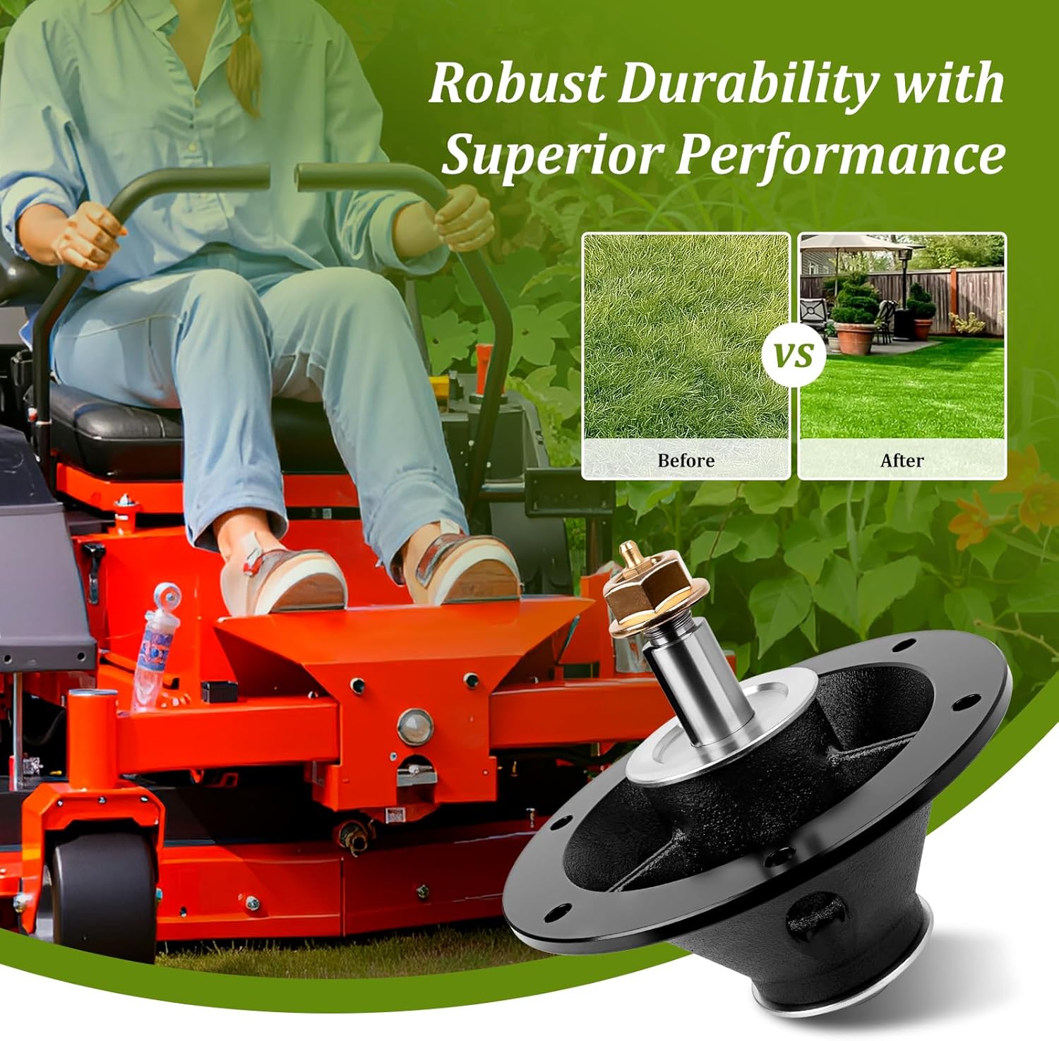 5100993 Spindle for 52'' 61'' Deck Mower Compatible with F erris IS2000Z IS2100Z IS2500Z IS2600Z S Napper S150XT S175X S200X S200XT, Replaces 5100993SM 285-974