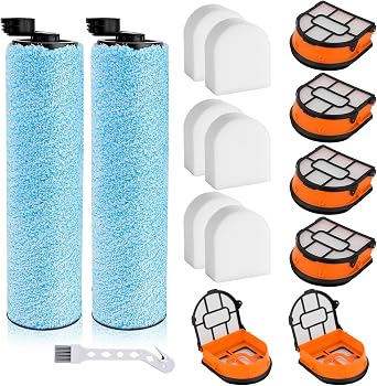 WD161 Replacement Roller Filter for Shark HydroVac MessMaster Vacuum WD160 WD261 AW261 Part, Compare to Part WDFF1& XSKBRSHRLKT200, 2 Brushroll & 6 Foam Filters & 6 Outer-Filter