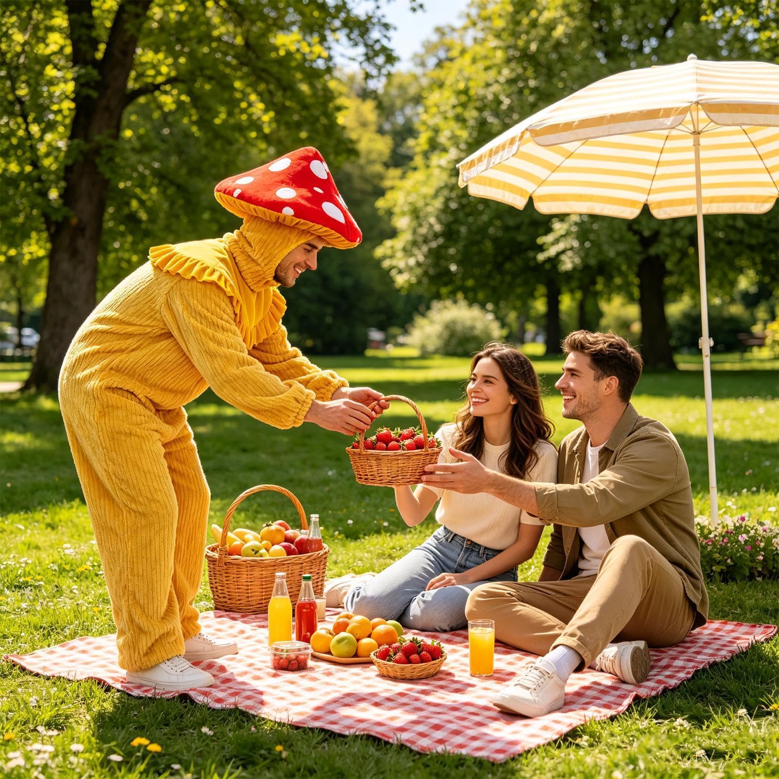 Kostium Grzyba Dorosły Zabawny i Uroczy Strój Uniseks Ze Sztruksu Z | Strój Grzyba Onesie Na Występy Sceniczne, Sesje Zdjęciowe, Maskarady, Karnawał oraz Imprezy Cosplay