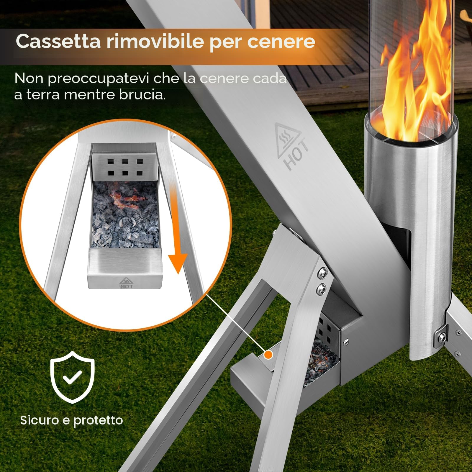 CTSC Outdoor Pellet Heater, Pellet Heater per Patio con tubo di vetro 100 cm, aggiungere spazio luce e ambiente per portico, ponte, giardino e cortile