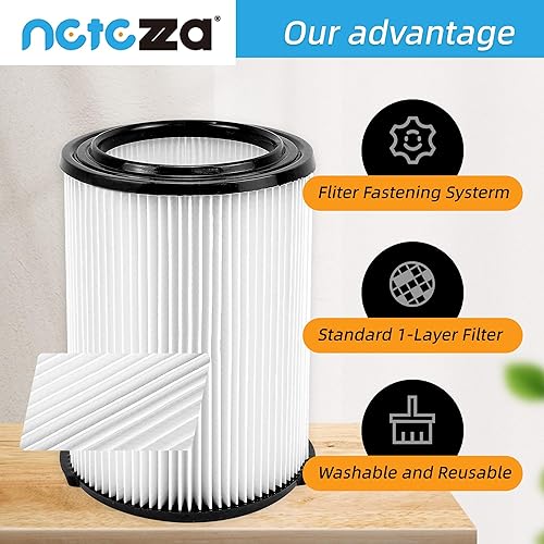 Miniatura 3 de Netezza Filtro de repuesto VF4000 compatible con ridgd 72947 aspiradora estándar en seco y húmedo de 5-20 galones, Husky 6-9 galones WD5500 WD0671