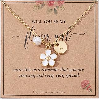 Initial A-Z Letter Necklace for Flower Girl,14K Personalized Proposal Gifts for Flower Girl On Wedding Bridal Shower Party
