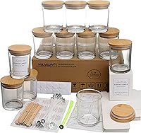 Vista 1 de MILIVIXAY 12 Pack 12 OZ Clear Glass Candle Jars with Lids and Candle Making Kits - Bulk Empty Candle Jars for Making Candles - Spice, Powder