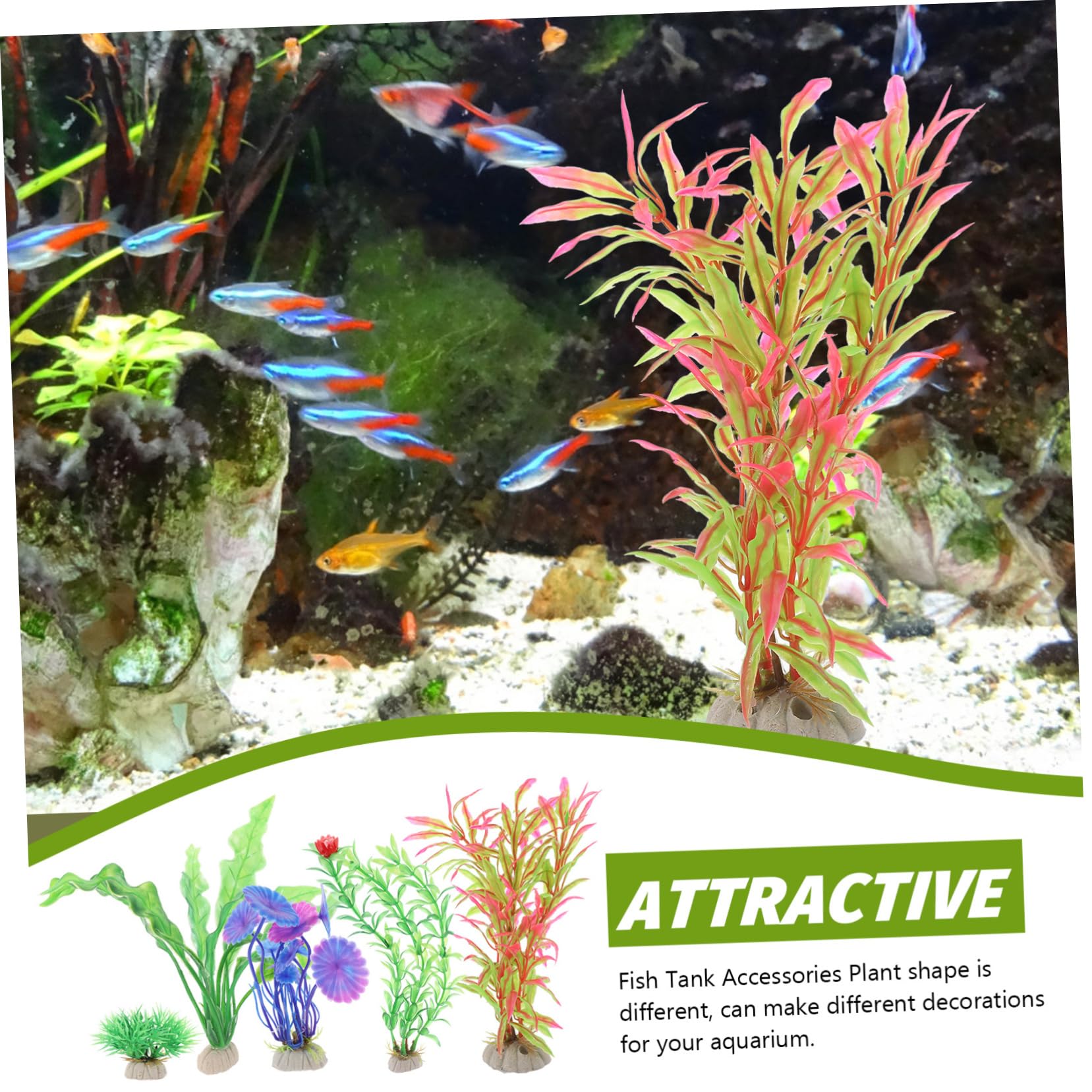 BESPORTBLE 56stücke Teiliges Set Künstlichen Wasserpflanzen Für Aquarien Dekoration Für Fisch Und Reptilienbecken Pflegeleichtes Zubehör Sicherem Kunststoff