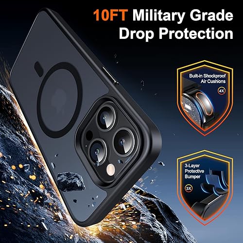 Miniatura 4 de Meifigno Natural Mag Series - Funda para iPhone 15 Pro, protección de grado militar, compatible con MagSafe, parte trasera translúcida mate con