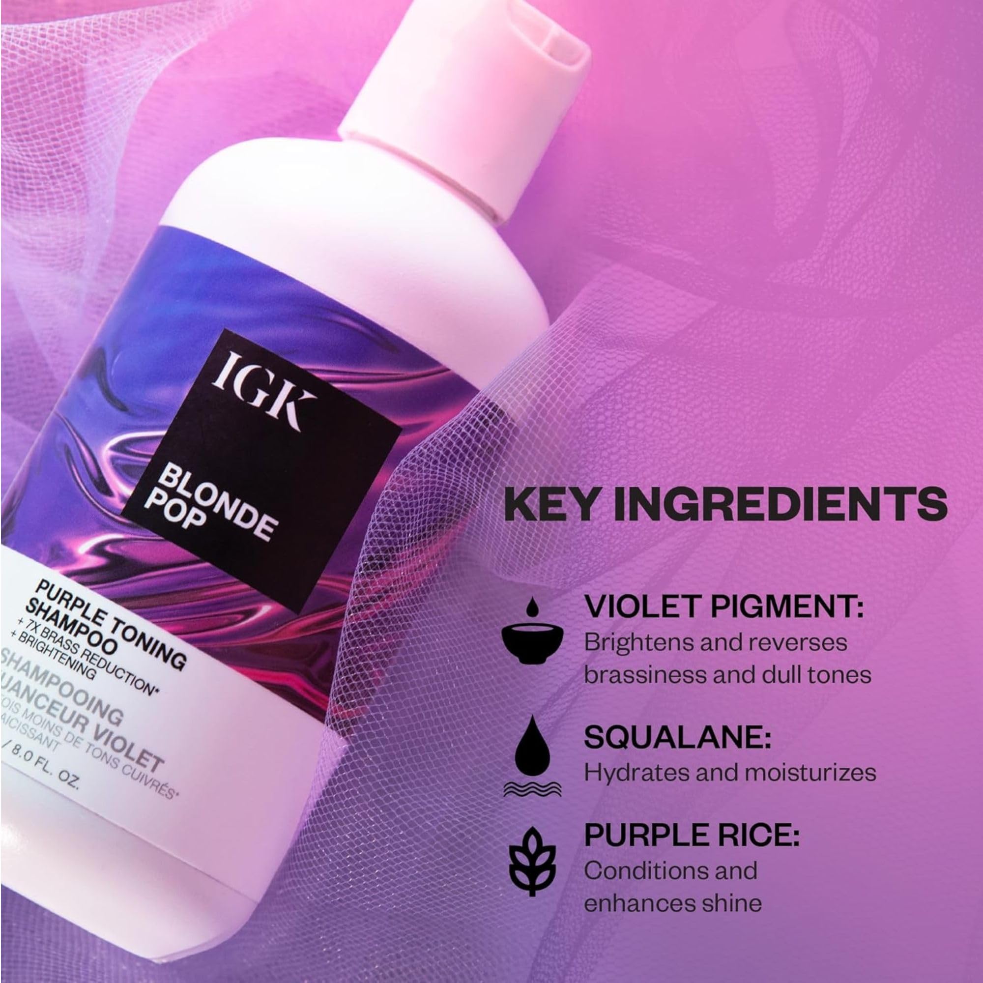 IGK Blonde Pop Purple Toning Shampoo for Blonde Hair