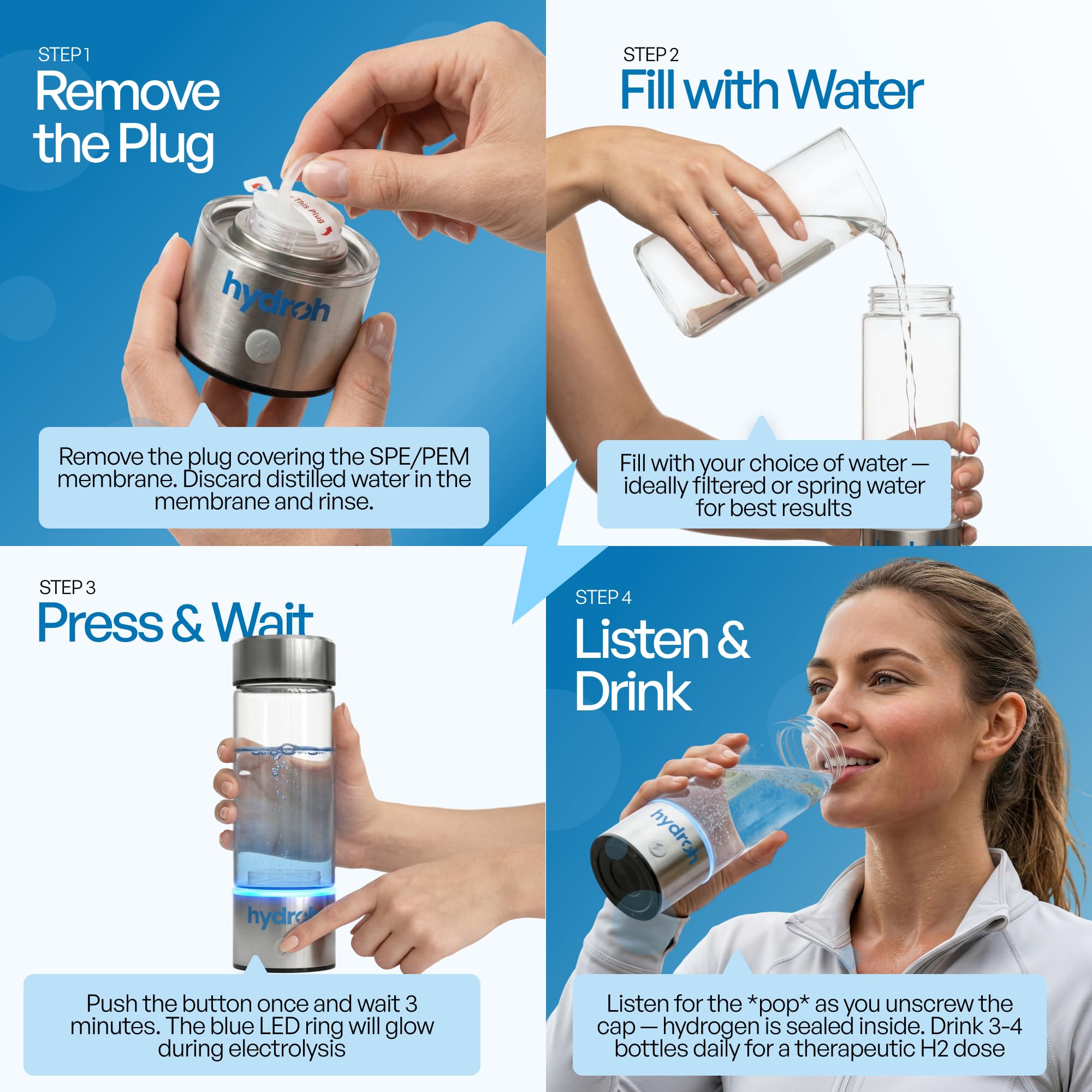 弁当箱・水筒 viiva Hydrogen Water Bottle 300ml Amazon.com: Hydroh Original Hydrogen Water Bottle 15oz, Portable