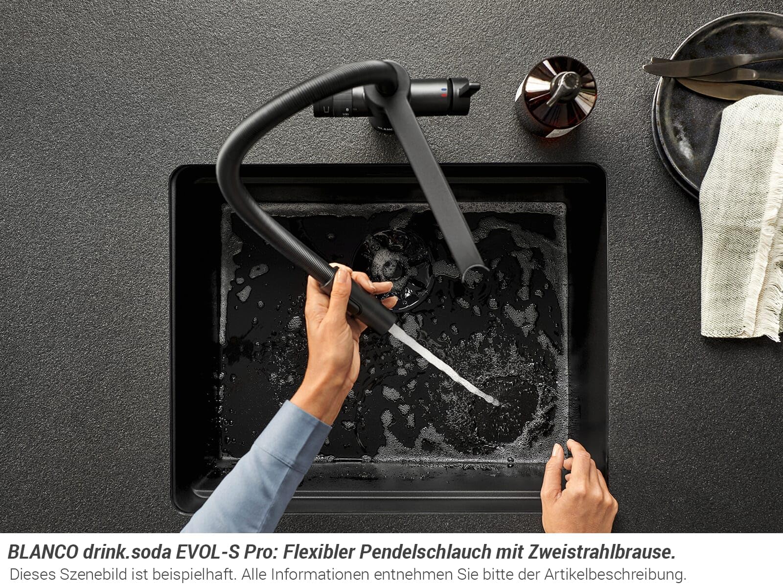 BLANCO drink.soda EVOL-S Pro schwarz matt | Multifunktionales Soda-Wassersystem | Gekühltes Wasser in still, medium & sprudel | Inkl. App | Wassersprudler | Click & Touch Mengeneinstellung | Armatur