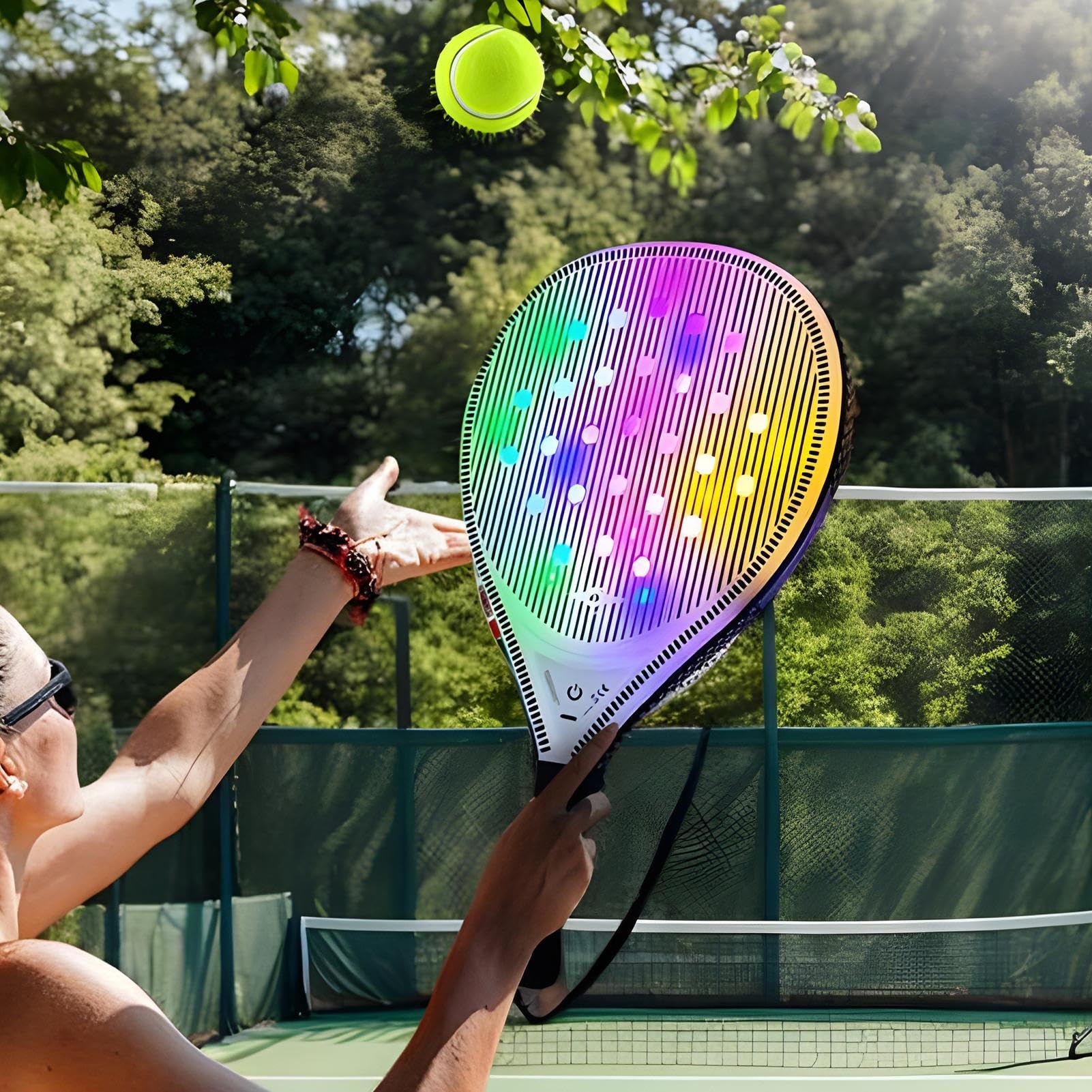Rakieta Tenisowa Dla Dorosłych Świecący Zestaw Do Gry W Paddle Plażowe Z | Akcesoria Sportowe Z Włókna Węglowego Z Piłkami Do Treningu I Podróży