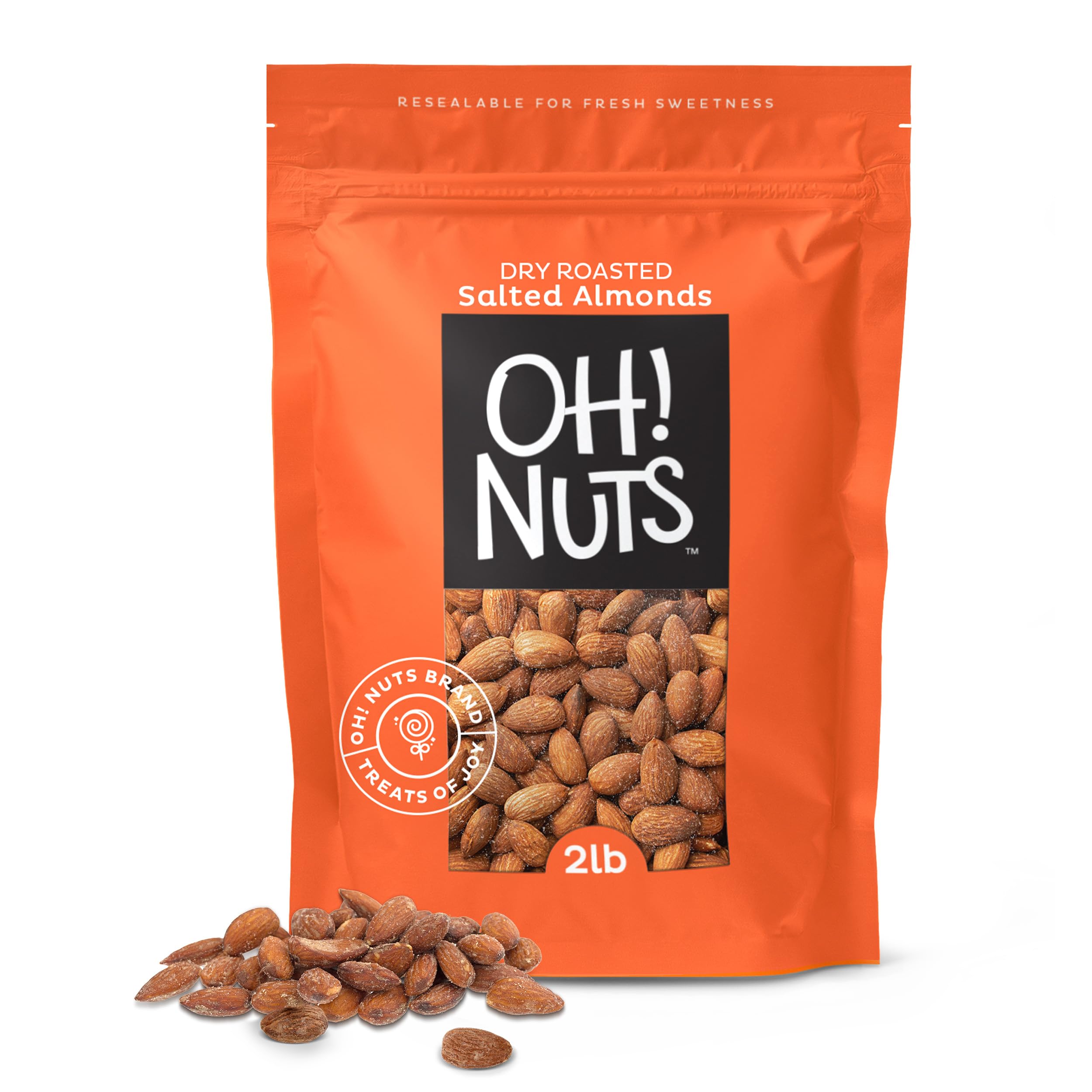 Almonds Roasted Salted, In House Freshly Roasted and Salted Almonds - Oh! Nuts (2 LB Bag)