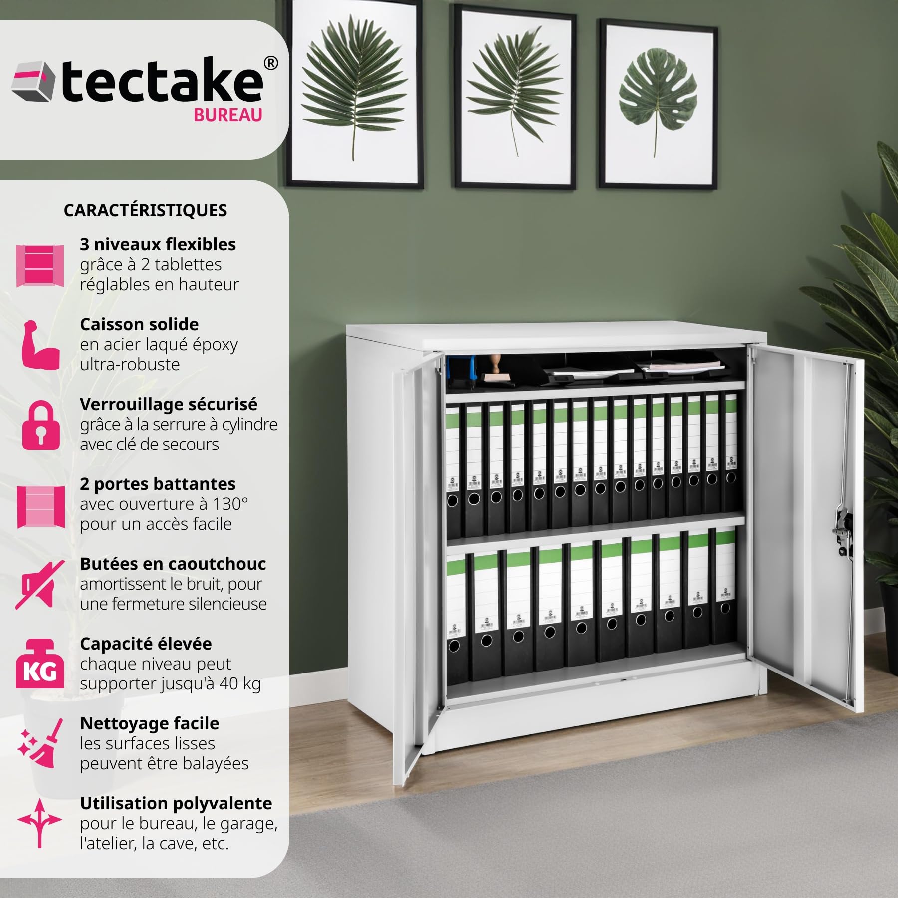 tectake 800412 Armoire de Bureau Metallique Verrouillable avec Étagères - diverses Tailles au Choix (90x40x90 cm | No. 402486)