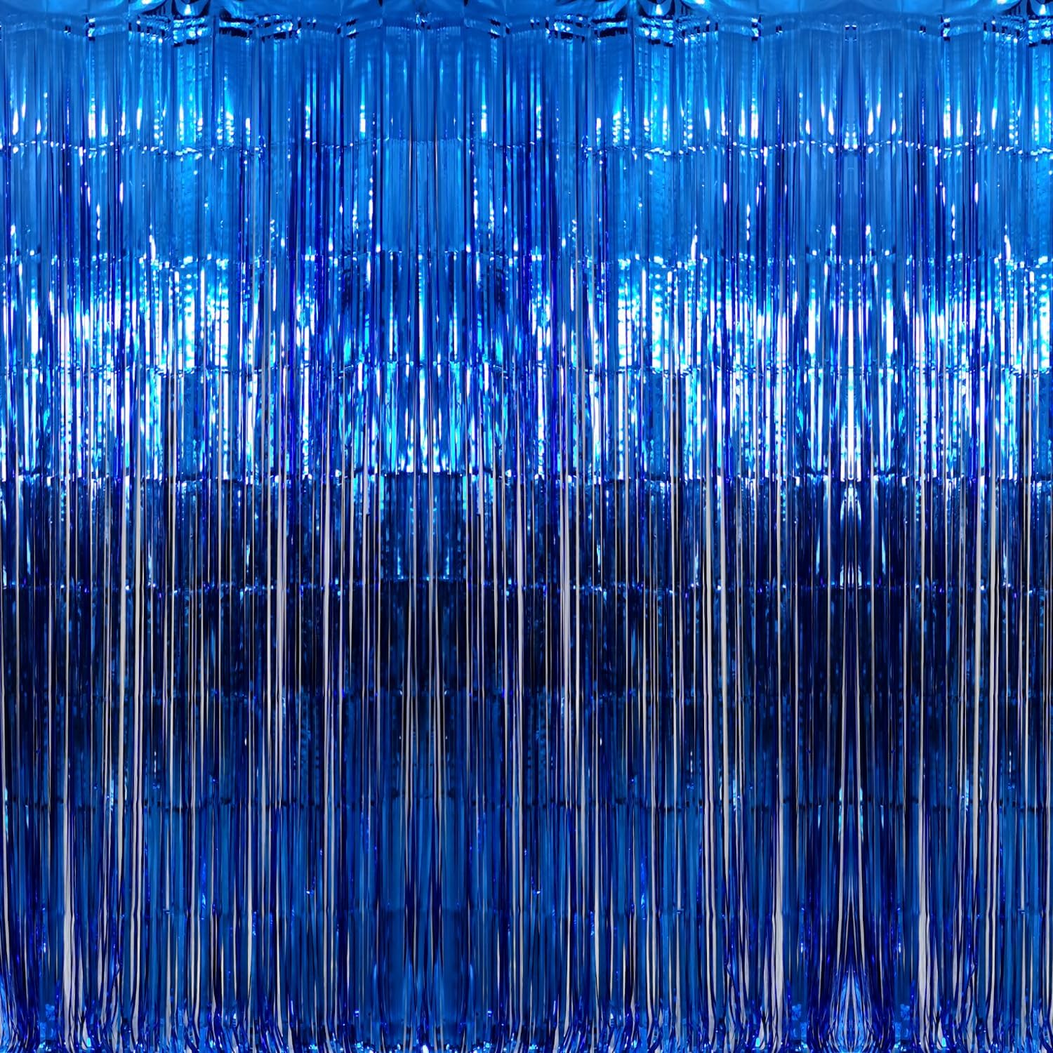 GOER 3.2 ft x 9.8 ft Metallic Tinsel Foil Fringe Curtains Party Photo Backdrop Party Streamers for Birthday,Graduation,New Year Eve Decorations Wedding Decor (Navy Blue,1 Pack)