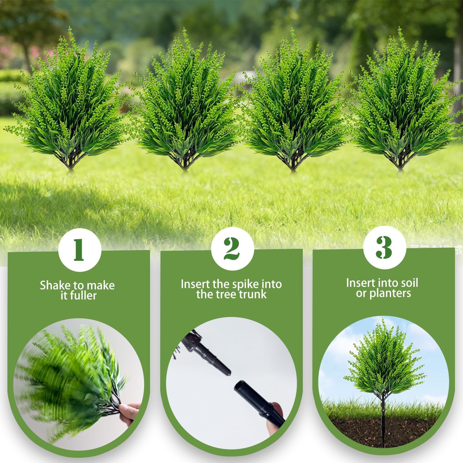 4 Pack Artificial Boxwood Bushes Topiary Ball Trees 16.2" with Lavender, UV Resistant Faux Outdoor Plants with Stakes, Small Fake Shrubs for Porch Planters Garden Spring Decor-Green