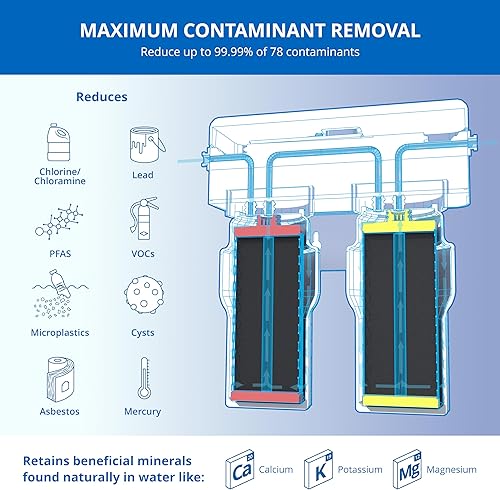 Miniatura 2 de Aquasana Filtro de agua debajo del fregadero  Filtración de 2 etapas  Reduce hasta el 99.99% de PFAS, plomo, cloro, quistes y más  Filtro de agua