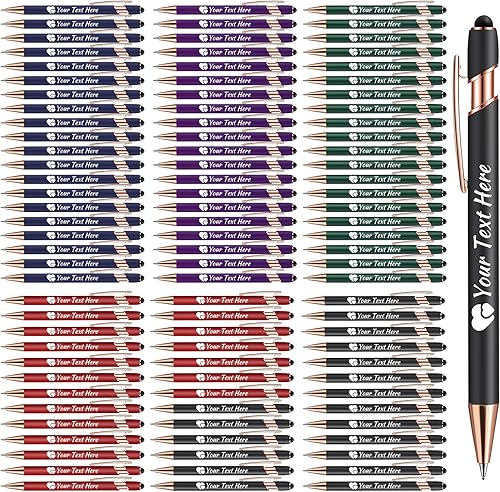 Bolígrafos personalizados con lápiz capacitivo, bolígrafos con nombre impresos personalizados con tinta negra, impresos con tu logotipo o mensaje,