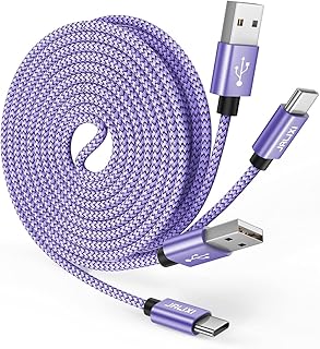 JALIXI USB C Charger Cable 3M 2Pack, 3A Long USB C Cable Fast Charge, Type C Charging Lead Nylon for Samsung Galaxy S10 S10e S9 S8 plus S22 S21 S20 fe A12 A13 A14 A50 A51 A52 A53 A03s A20e, Purple