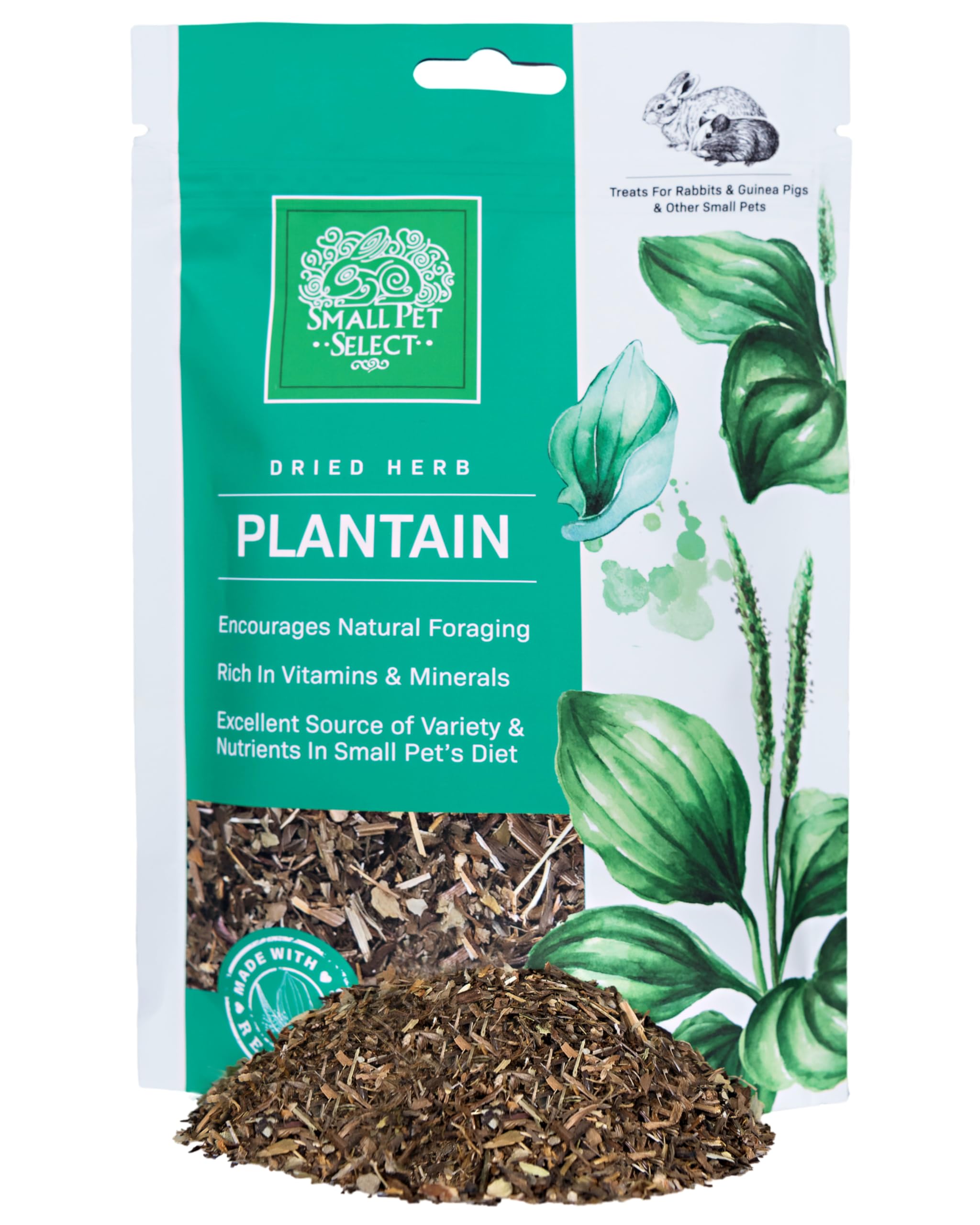 Small Pet Select Plantain for Rabbits, Guinea Pigs & Small Animals – Natural Forage Treat – Healthy Snacking & Digestion - 56g
