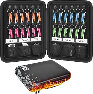 Key Organizer Case, Fireproof & Waterproof Key Holder Storage Bag with 24pcs Keys Tags, Portable Zippered Key Box for Home, Office, Estate Sales, Hotel Executives (24 Keys Tags Included)