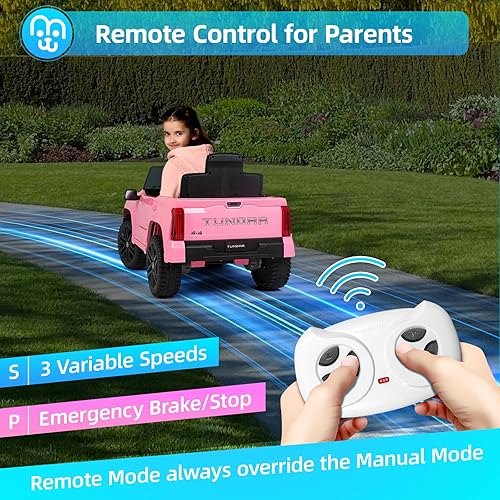 Miniatura 3 de Toyota Tundra - Auto eléctrico con licencia para niños, batería de 12 V, 7 Ah, camión eléctrico, control remoto, Bluetooth, música, reproductor de