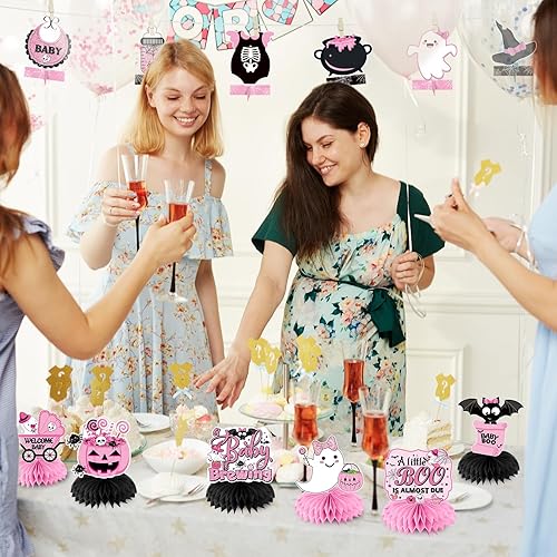 Miniatura 6 de 8Psc A Little Boo is Almost Due - Centros de mesa de baby shower, decoraciones de baby shower, decoraciones rosas de Halloween, decoraciones de baby