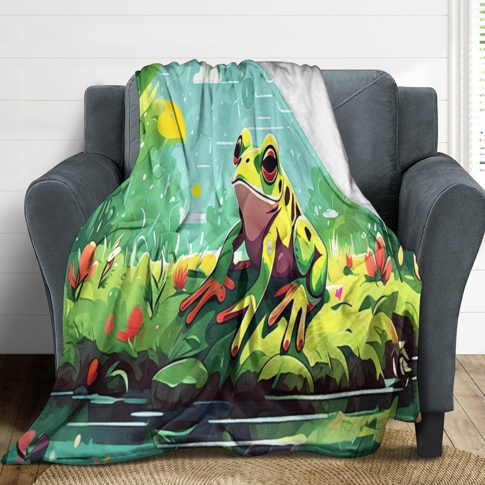 Couverture grenouille flanelle chaude contre le froid au bureau et en camping