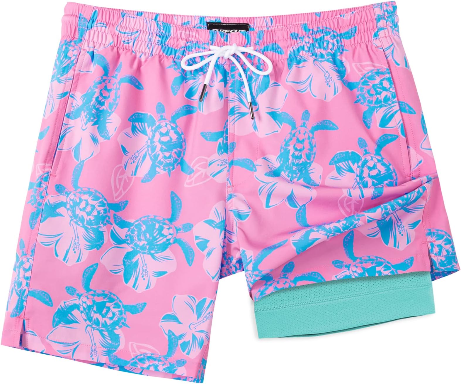 Mens Swim Trunks with Compression Liner Swim Shorts 7" Swimming Trunks Stretch 7 Inch Swim Suits Quick Dry