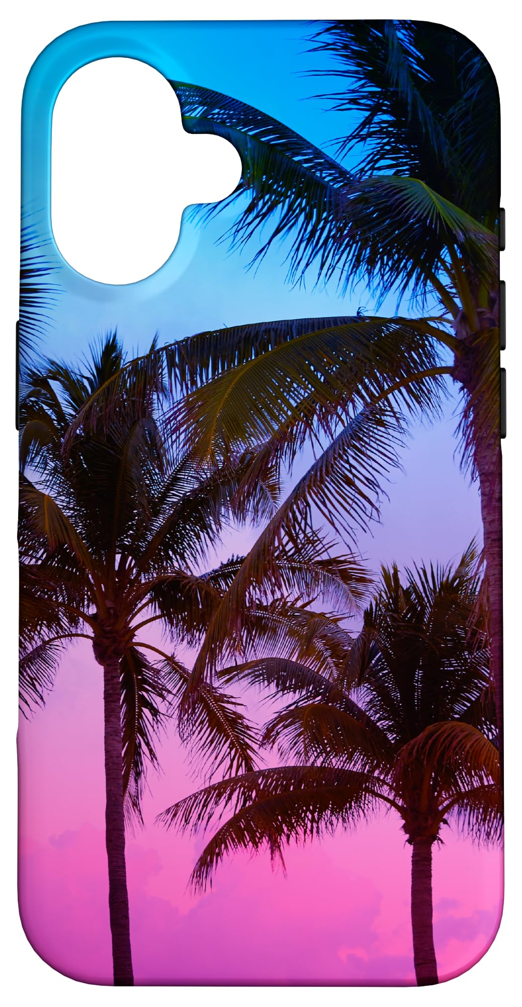 Pretty Purple Pink Blue Tropical Sunset Palm Tree Paradise Case for iPhone 16