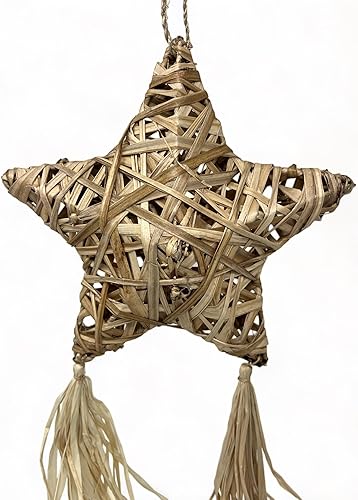Miniatura 1 de Raffia Estrella Parol hecho a mano  Estrella de Navidad filipina de 8 pulgadas (natural)