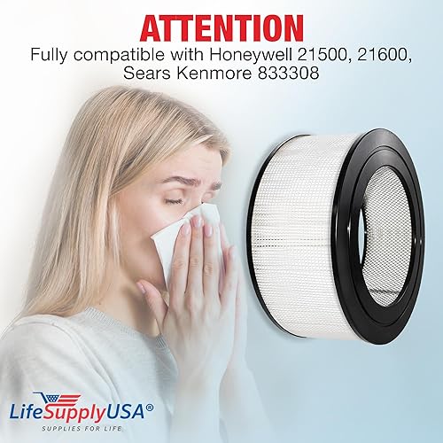 Miniatura 2 de LifeSupplyUSA Filtro HEPA de repuesto compatible con el purificador de aire Honeywell 21500 21600 Sears Kenmore 833308