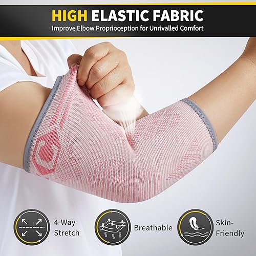 Vista 34 de CAMBIVO Paquete de 2 coderas para tendinitis, codo de tenista, manga de compresión para alivio del dolor de codo de golfistas, artritis, bursitis