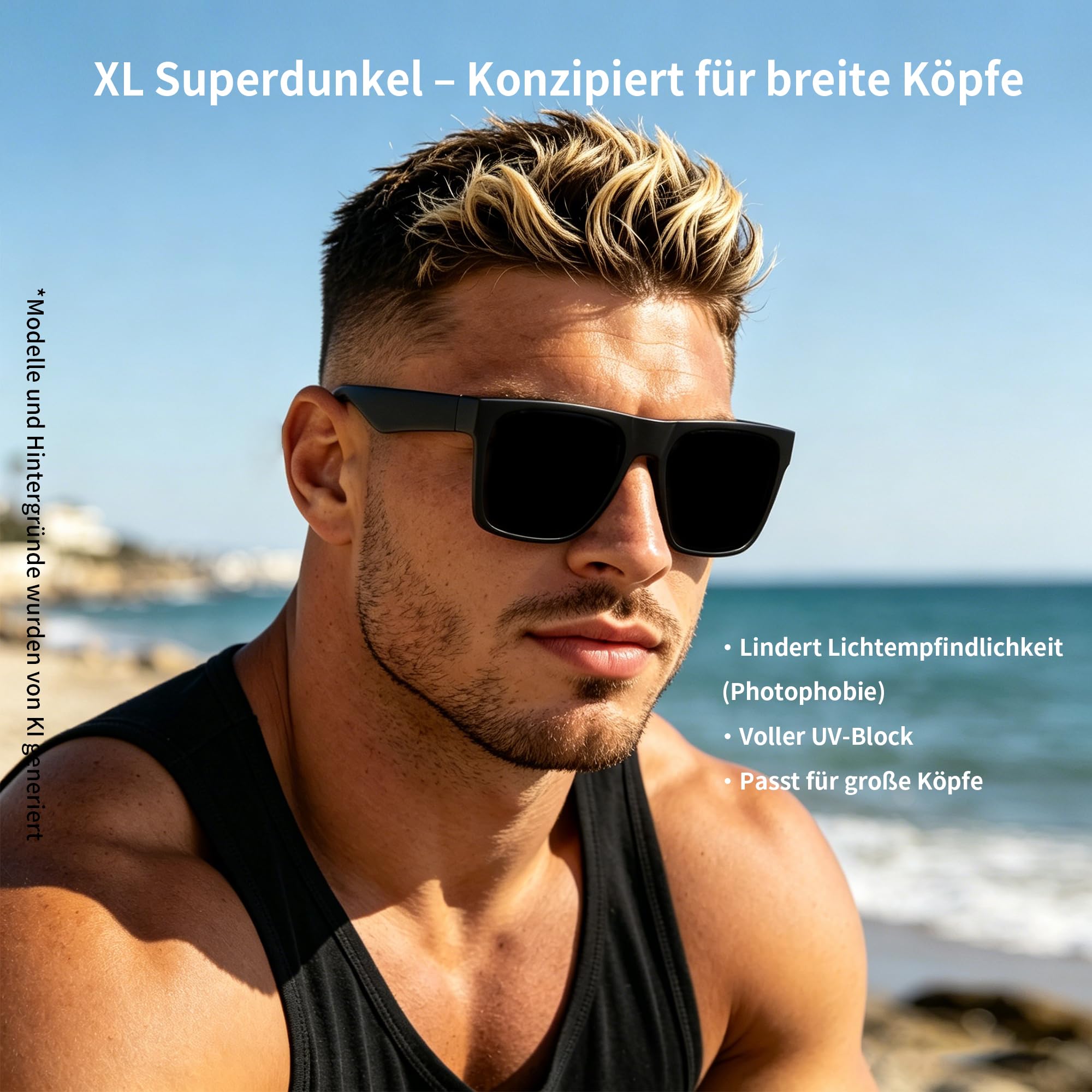 2 Packung CAT 5 Super dunkle polarisierte überdimensionierte Sonnenbrille Männer XL Big Head große breite Schattierungen Migräne empfindliche
