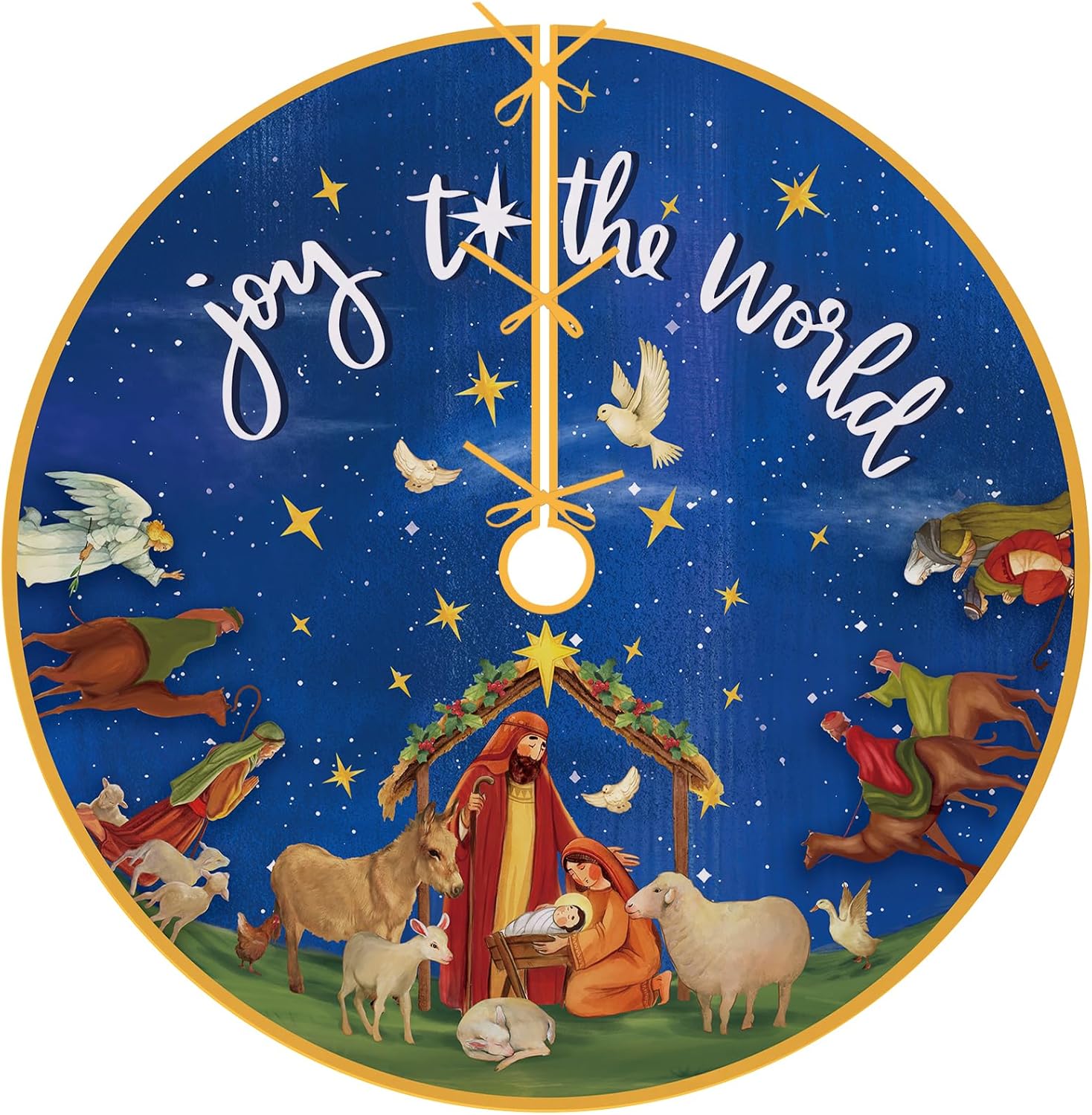 Fzbali Joy to The World Religious Christmas Tree Skirt 48