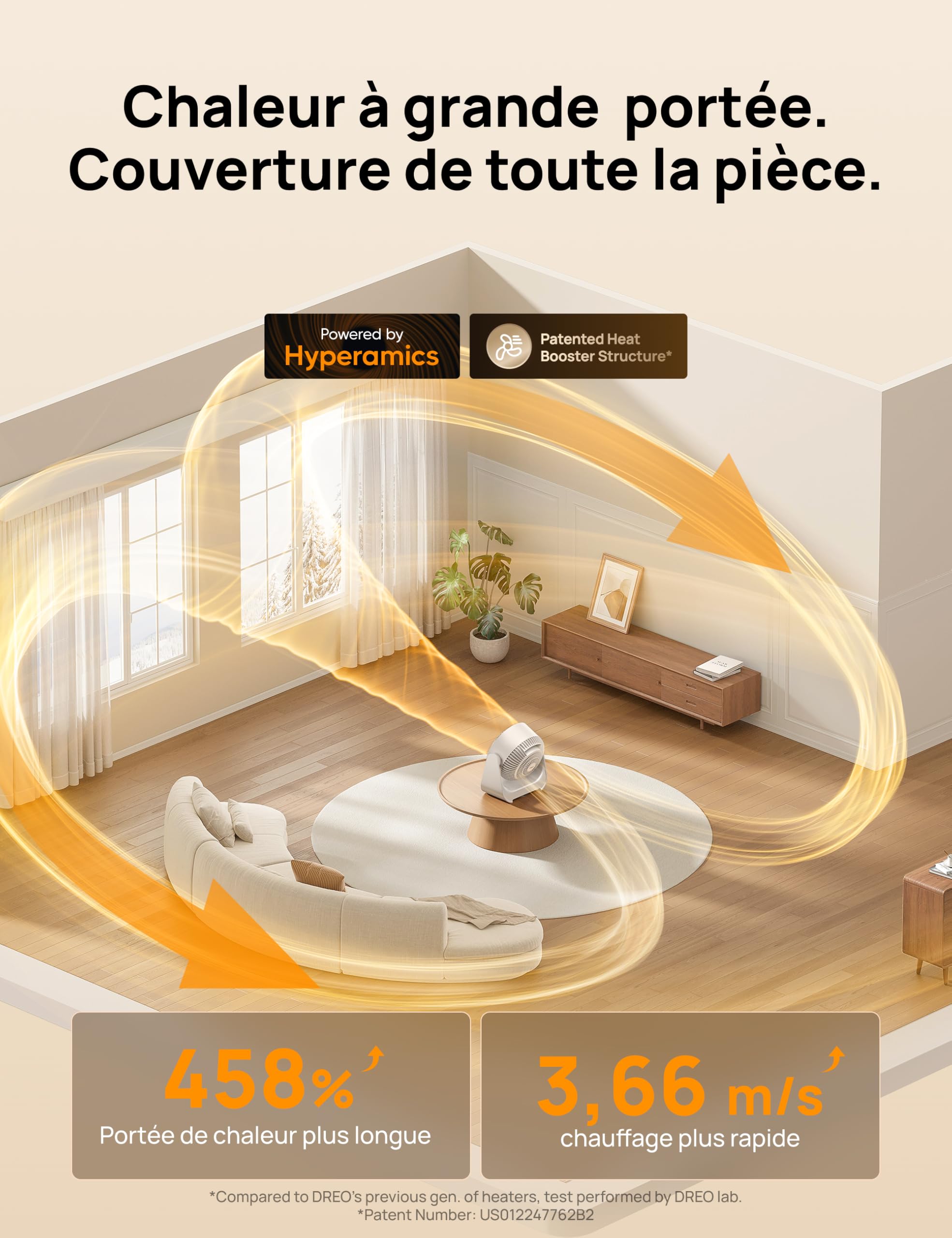 Dreo Chauffage électrique intérieur 2000W avec télécommande et thermostat, 7 modes, protection contre la surchauffe et le basculement, chauffage portable pour toute la pièce, blanc, appareil 714S