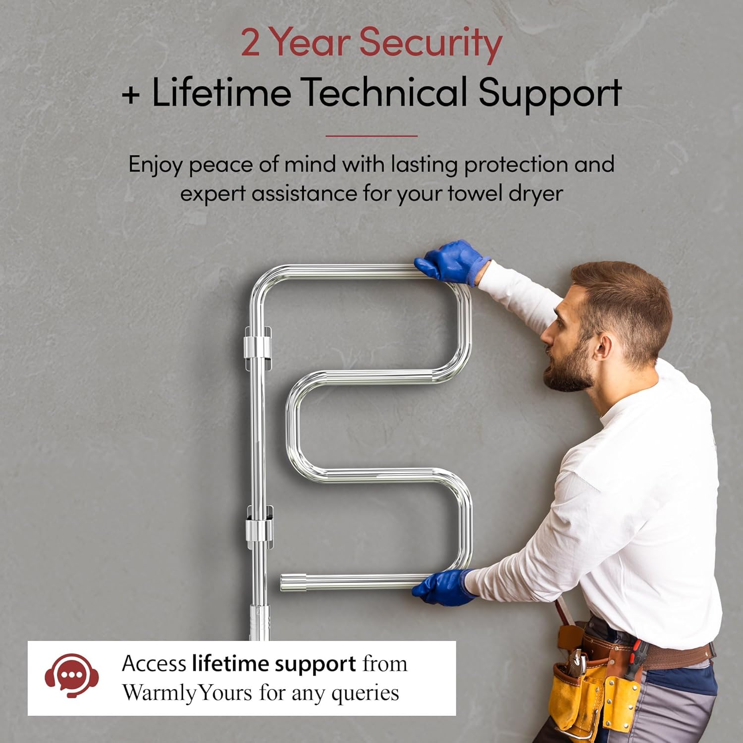 WarmlyYours Heated Towel Rack, 4 Bars, Polished Chrome, Wall-Mounted Swivel Electric Towel Warmer, Plug-in Drying Rack for Bathroom (Elements)