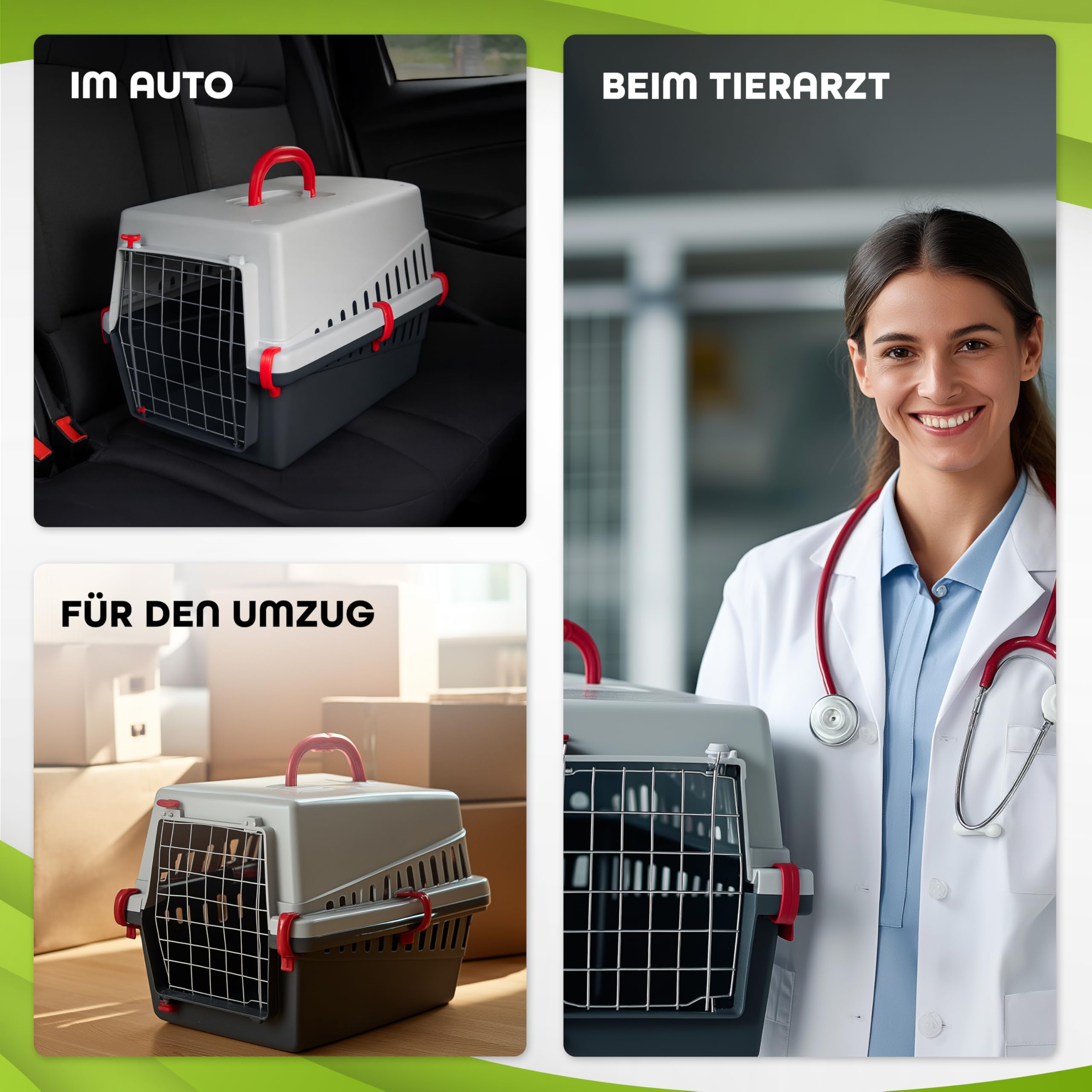 Transportbox Kaninchen Kleine Haustiere - Flugzeugbox - Metalltür - Leicht 1,14 kg - Blau 50 x 33 x 32 cm