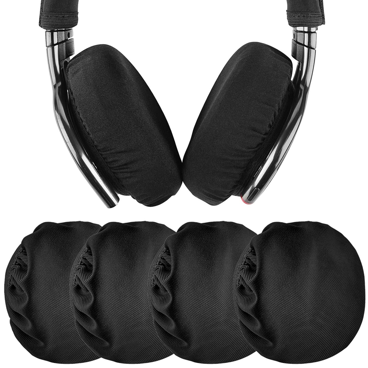 Geekria 2 Pairs Flex Fabric Headphones Ear Covers - Product Safety Certified - Washable Stretchable Earcup Protectors for