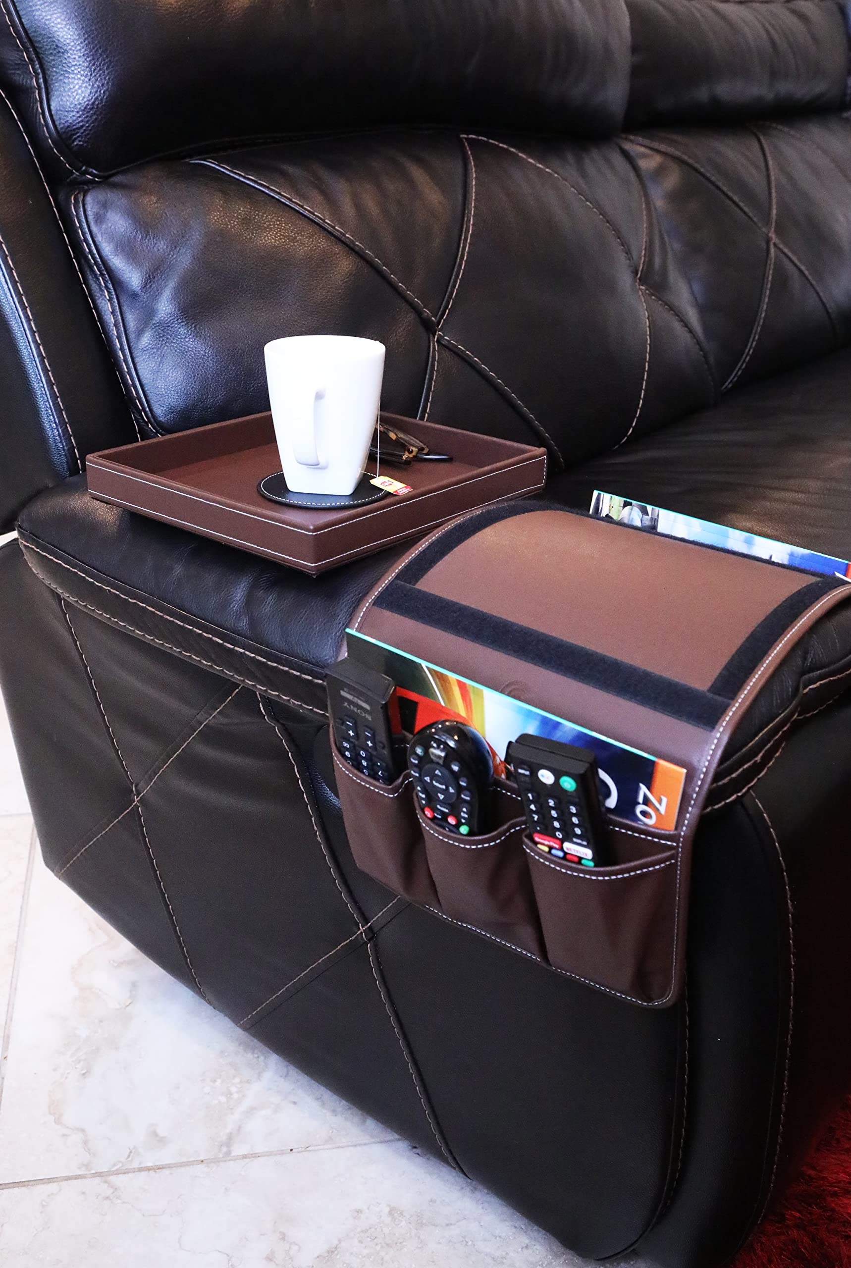 Couch Armrest Luckyjoyreal Armchair Caddy For Non-Slip Waterproof
