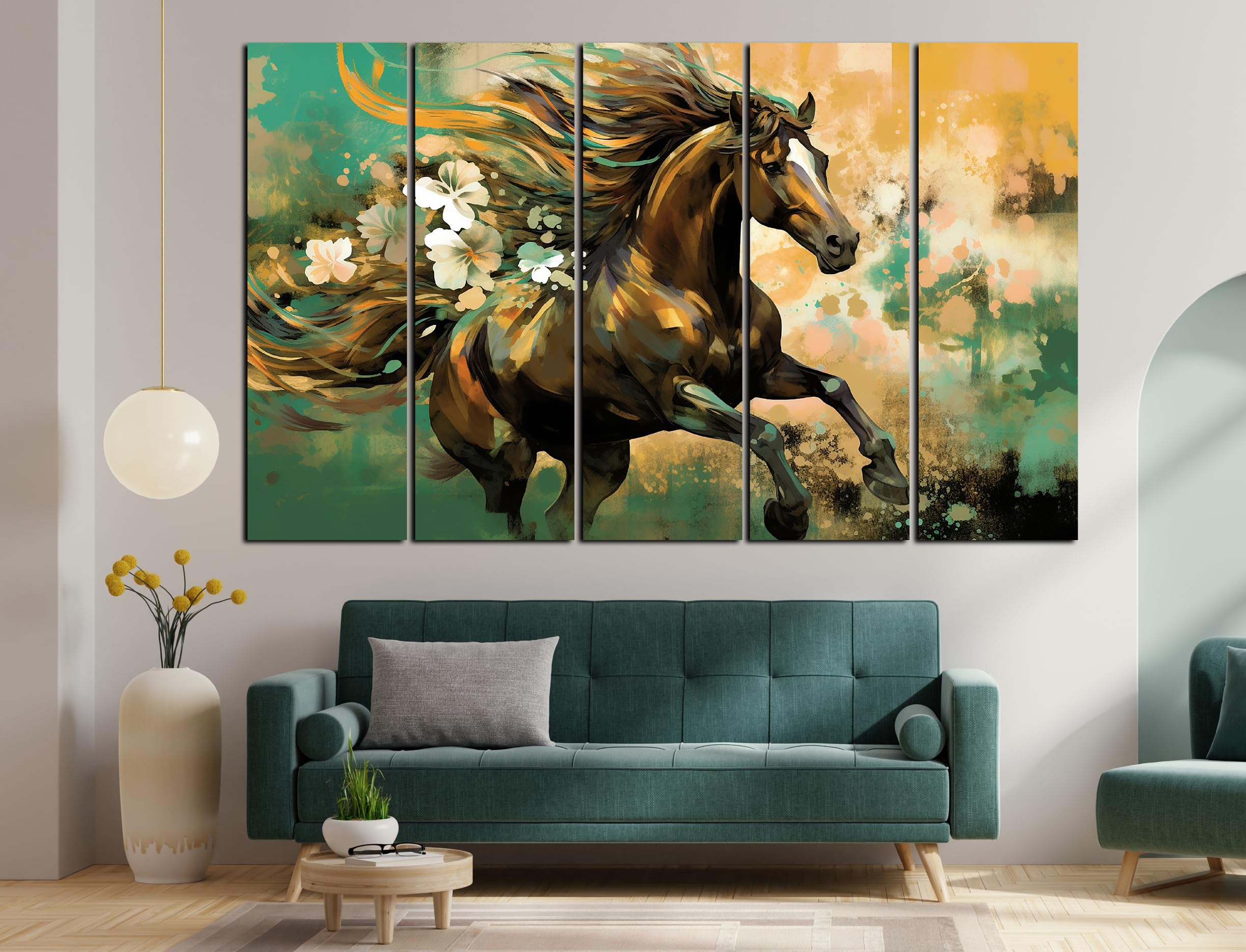 CN RETAILS 7 horses running vastu frame painting Set of 5 Big Size (48x30) Multiple Frames Painting for living room,Bedroom,-Wooden Framed-Digital Painting ss17_02 (B0CT9PTBRF) Amazon Price History, Amazon Price Tracker